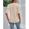 imageBlooming Jelly Womens Dressy Casual Blouses 34 Length Puff Sleeve Tops Business Casual Ladies V Neck T ShirtsBeige