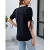 imageBlooming Jelly Womens Dressy Casual Blouses 34 Length Puff Sleeve Tops Business Casual Ladies V Neck T ShirtsBlack