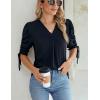 imageBlooming Jelly Womens Dressy Casual Blouses 34 Length Puff Sleeve Tops Business Casual Ladies V Neck T ShirtsBlack