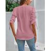 imageBlooming Jelly Womens Dressy Casual Blouses 34 Length Puff Sleeve Tops Business Casual Ladies V Neck T ShirtsPink