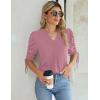 imageBlooming Jelly Womens Dressy Casual Blouses 34 Length Puff Sleeve Tops Business Casual Ladies V Neck T ShirtsPink