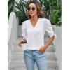 imageBlooming Jelly Womens Dressy Casual Blouses 34 Length Puff Sleeve Tops Business Casual Ladies V Neck T ShirtsWhite