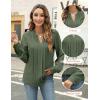 imageBlooming Jelly Womens Dressy Casual Blouses Business Work Tops Long Sleeve V Neck Pleated Shirts 2025 Fall OutfitsArmy Green