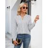 imageBlooming Jelly Womens Dressy Casual Blouses Business Work Tops Long Sleeve V Neck Pleated Shirts 2025 Fall OutfitsBlack Striped