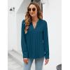 imageBlooming Jelly Womens Dressy Casual Blouses Business Work Tops Long Sleeve V Neck Pleated Shirts 2025 Fall OutfitsBlue