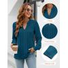 imageBlooming Jelly Womens Dressy Casual Blouses Business Work Tops Long Sleeve V Neck Pleated Shirts 2025 Fall OutfitsBlue