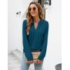 imageBlooming Jelly Womens Dressy Casual Blouses Business Work Tops Long Sleeve V Neck Pleated Shirts 2025 Fall OutfitsBlue