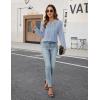 imageBlooming Jelly Womens Dressy Casual Blouses Business Work Tops Long Sleeve V Neck Pleated Shirts 2025 Fall OutfitsBlue Striped