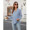imageBlooming Jelly Womens Dressy Casual Blouses Business Work Tops Long Sleeve V Neck Pleated Shirts 2025 Fall OutfitsBlue Striped