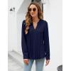 imageBlooming Jelly Womens Dressy Casual Blouses Business Work Tops Long Sleeve V Neck Pleated Shirts 2025 Fall OutfitsDark Blue