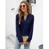 imageBlooming Jelly Womens Dressy Casual Blouses Business Work Tops Long Sleeve V Neck Pleated Shirts 2025 Fall OutfitsDark Blue