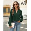 imageBlooming Jelly Womens Dressy Casual Blouses Business Work Tops Long Sleeve V Neck Pleated Shirts 2025 Fall OutfitsDark Green