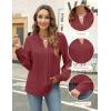 imageBlooming Jelly Womens Dressy Casual Blouses Business Work Tops Long Sleeve V Neck Pleated Shirts 2025 Fall OutfitsDark Red