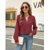 imageBlooming Jelly Womens Dressy Casual Blouses Business Work Tops Long Sleeve V Neck Pleated Shirts 2025 Fall OutfitsDark Red