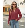 imageBlooming Jelly Womens Dressy Casual Blouses Business Work Tops Long Sleeve V Neck Pleated Shirts 2025 Fall OutfitsDark Red