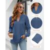 imageBlooming Jelly Womens Dressy Casual Blouses Business Work Tops Long Sleeve V Neck Pleated Shirts 2025 Fall OutfitsGrey Blue
