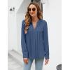 imageBlooming Jelly Womens Dressy Casual Blouses Business Work Tops Long Sleeve V Neck Pleated Shirts 2025 Fall OutfitsGrey Blue