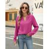imageBlooming Jelly Womens Dressy Casual Blouses Business Work Tops Long Sleeve V Neck Pleated Shirts 2025 Fall OutfitsHot Pink