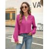 imageBlooming Jelly Womens Dressy Casual Blouses Business Work Tops Long Sleeve V Neck Pleated Shirts 2025 Fall OutfitsHot Pink