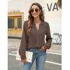 imageBlooming Jelly Womens Dressy Casual Blouses Business Work Tops Long Sleeve V Neck Pleated Shirts 2025 Fall OutfitsLight Brown