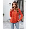 imageBlooming Jelly Womens Dressy Casual Blouses Business Work Tops Long Sleeve V Neck Pleated Shirts 2025 Fall OutfitsOrange Red Floral