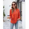 imageBlooming Jelly Womens Dressy Casual Blouses Business Work Tops Long Sleeve V Neck Pleated Shirts 2025 Fall OutfitsOrange Red Floral