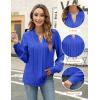 imageBlooming Jelly Womens Dressy Casual Blouses Business Work Tops Long Sleeve V Neck Pleated Shirts 2025 Fall OutfitsRoyal Blue