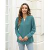 imageBlooming Jelly Womens Dressy Casual Blouses Business Work Tops Long Sleeve V Neck Pleated Shirts 2025 Fall OutfitsTurquoise