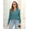 imageBlooming Jelly Womens Dressy Casual Blouses Business Work Tops Long Sleeve V Neck Pleated Shirts 2025 Fall OutfitsTurquoise