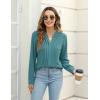 imageBlooming Jelly Womens Dressy Casual Blouses Business Work Tops Long Sleeve V Neck Pleated Shirts 2025 Fall OutfitsTurquoise