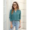 imageBlooming Jelly Womens Dressy Casual Blouses Business Work Tops Long Sleeve V Neck Pleated Shirts 2025 Fall OutfitsTurquoise