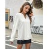 imageBlooming Jelly Womens Dressy Casual Blouses Business Work Tops Long Sleeve V Neck Pleated Shirts 2025 Fall OutfitsWhite