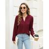 imageBlooming Jelly Womens Dressy Casual Blouses Business Work Tops Long Sleeve V Neck Pleated Shirts 2025 Fall OutfitsWine Red