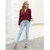 imageBlooming Jelly Womens Dressy Casual Blouses Business Work Tops Long Sleeve V Neck Pleated Shirts 2025 Fall OutfitsWine Red