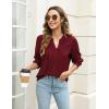 imageBlooming Jelly Womens Dressy Casual Blouses Business Work Tops Long Sleeve V Neck Pleated Shirts 2025 Fall OutfitsWine Red