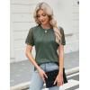 imageBlooming Jelly Womens Dressy Casual Blouses Business Work Tops Short Sleeve Waffle Knit Shirts 2025 Summer OutfitsArmy Green