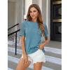 imageBlooming Jelly Womens Dressy Casual Blouses Business Work Tops Short Sleeve Waffle Knit Shirts 2025 Summer OutfitsBlue