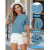imageBlooming Jelly Womens Dressy Casual Blouses Business Work Tops Short Sleeve Waffle Knit Shirts 2025 Summer OutfitsBlue