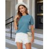 imageBlooming Jelly Womens Dressy Casual Blouses Business Work Tops Short Sleeve Waffle Knit Shirts 2025 Summer OutfitsBlue