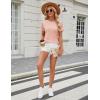 imageBlooming Jelly Womens Dressy Casual Blouses Business Work Tops Short Sleeve Waffle Knit Shirts 2025 Summer OutfitsCoral