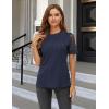 imageBlooming Jelly Womens Dressy Casual Blouses Business Work Tops Short Sleeve Waffle Knit Shirts 2025 Summer OutfitsDark Blue