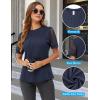 imageBlooming Jelly Womens Dressy Casual Blouses Business Work Tops Short Sleeve Waffle Knit Shirts 2025 Summer OutfitsDark Blue