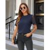 imageBlooming Jelly Womens Dressy Casual Blouses Business Work Tops Short Sleeve Waffle Knit Shirts 2025 Summer OutfitsDark Blue