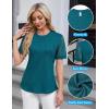 imageBlooming Jelly Womens Dressy Casual Blouses Business Work Tops Short Sleeve Waffle Knit Shirts 2025 Summer OutfitsDark Cyan