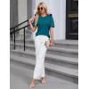 imageBlooming Jelly Womens Dressy Casual Blouses Business Work Tops Short Sleeve Waffle Knit Shirts 2025 Summer OutfitsDark Cyan