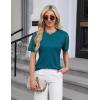 imageBlooming Jelly Womens Dressy Casual Blouses Business Work Tops Short Sleeve Waffle Knit Shirts 2025 Summer OutfitsDark Cyan