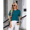 imageBlooming Jelly Womens Dressy Casual Blouses Business Work Tops Short Sleeve Waffle Knit Shirts 2025 Summer OutfitsDark Cyan