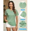 imageBlooming Jelly Womens Dressy Casual Blouses Business Work Tops Short Sleeve Waffle Knit Shirts 2025 Summer OutfitsLight Green