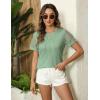 imageBlooming Jelly Womens Dressy Casual Blouses Business Work Tops Short Sleeve Waffle Knit Shirts 2025 Summer OutfitsLight Green