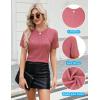 imageBlooming Jelly Womens Dressy Casual Blouses Business Work Tops Short Sleeve Waffle Knit Shirts 2025 Summer OutfitsPink